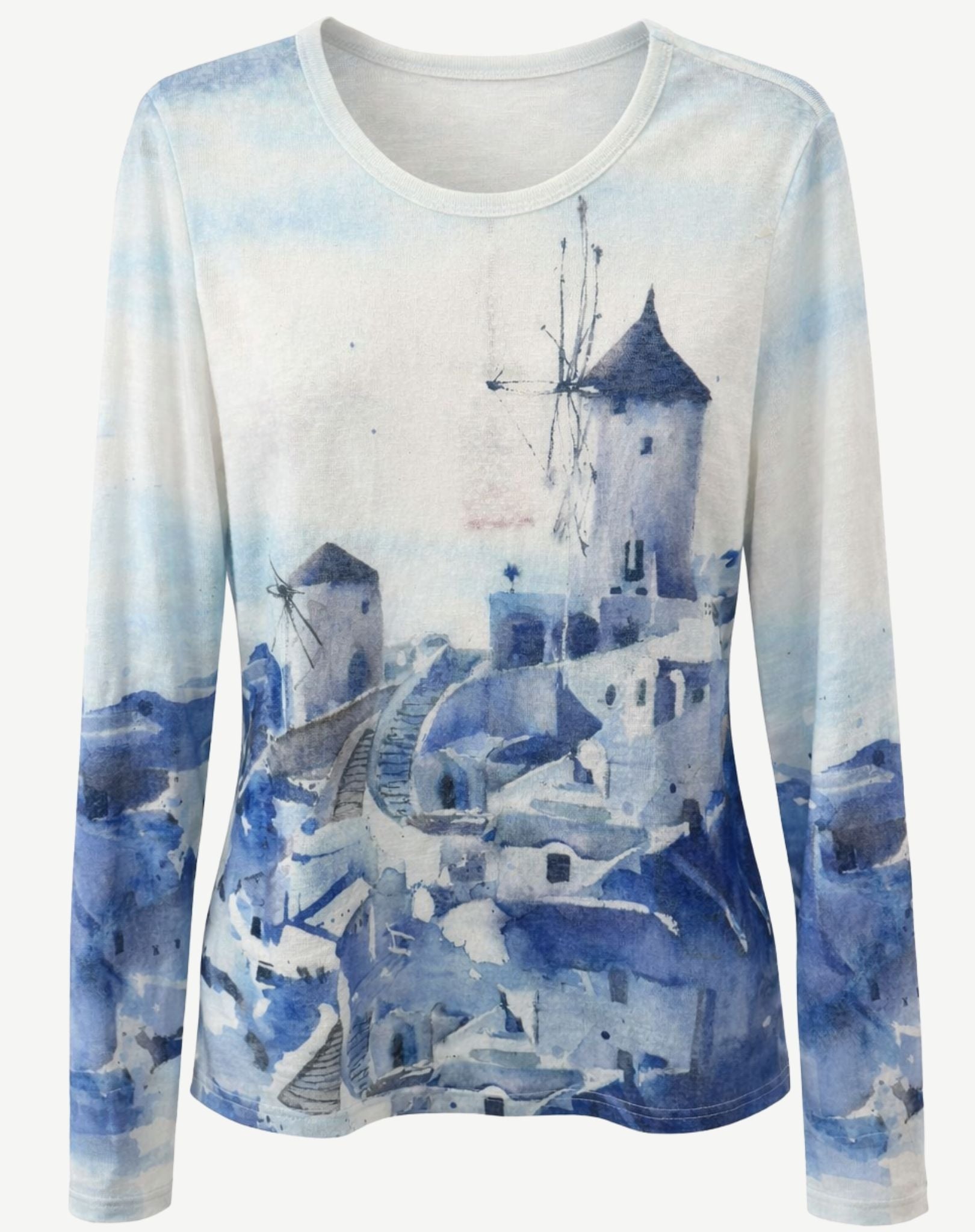 Grecian Chill Printed Knit Top Corfu Jeans