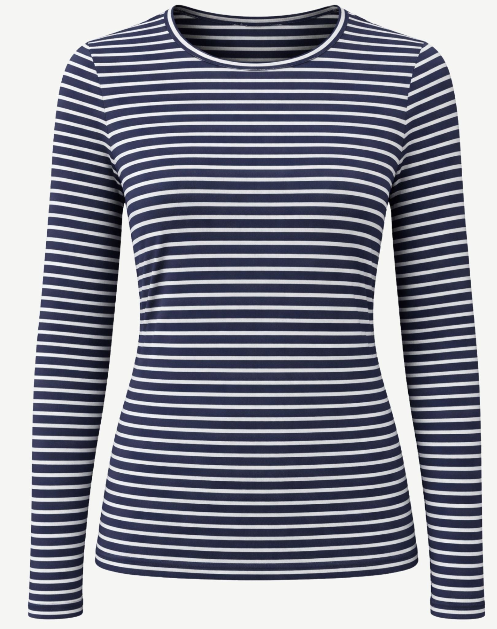 Striped Cotton Long Sleeve Tee - Indigo White Corfu Jeans