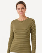 Striped Cotton Long Sleeve Tee - Jalapeno