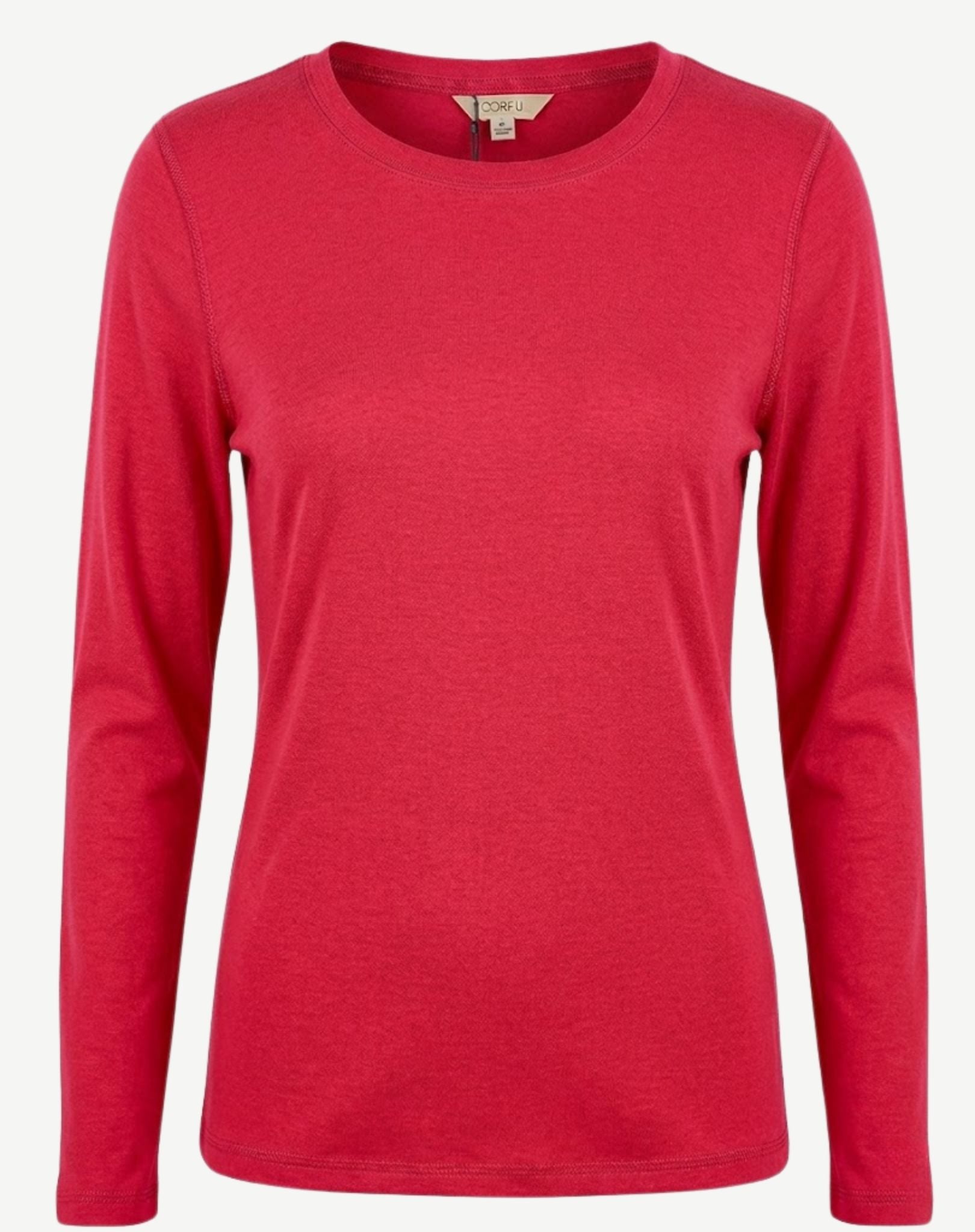 Essential Cotton Long Sleeve Tee - Lipstick Pink Corfu Jeans