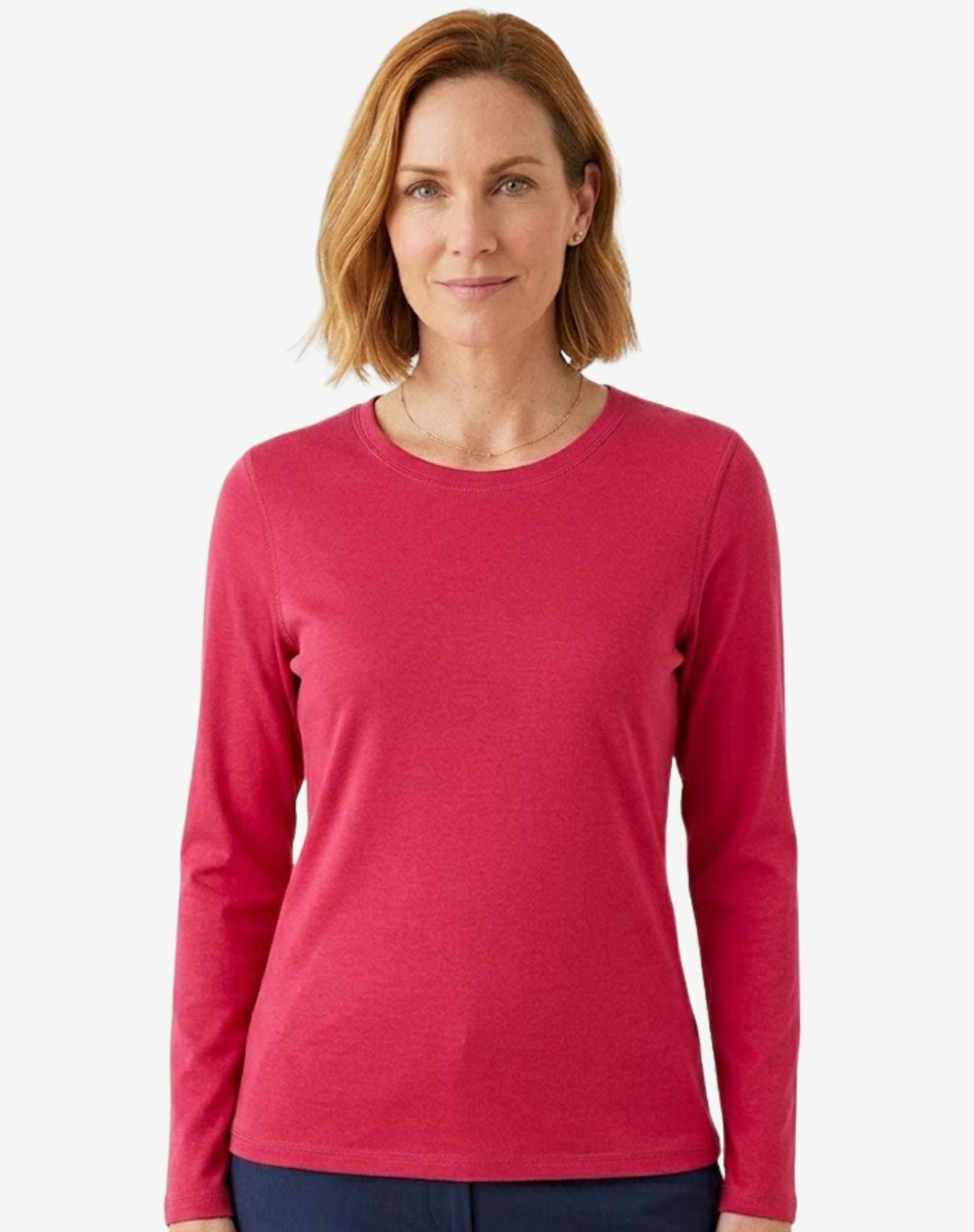 Essential Cotton Long Sleeve Tee - Lipstick Pink Corfu Jeans