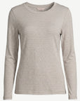 Striped Cotton Long Sleeve Tee - Oatmeal & White Corfu Jeans