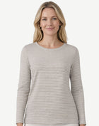 Striped Cotton Long Sleeve Tee - Oatmeal & White