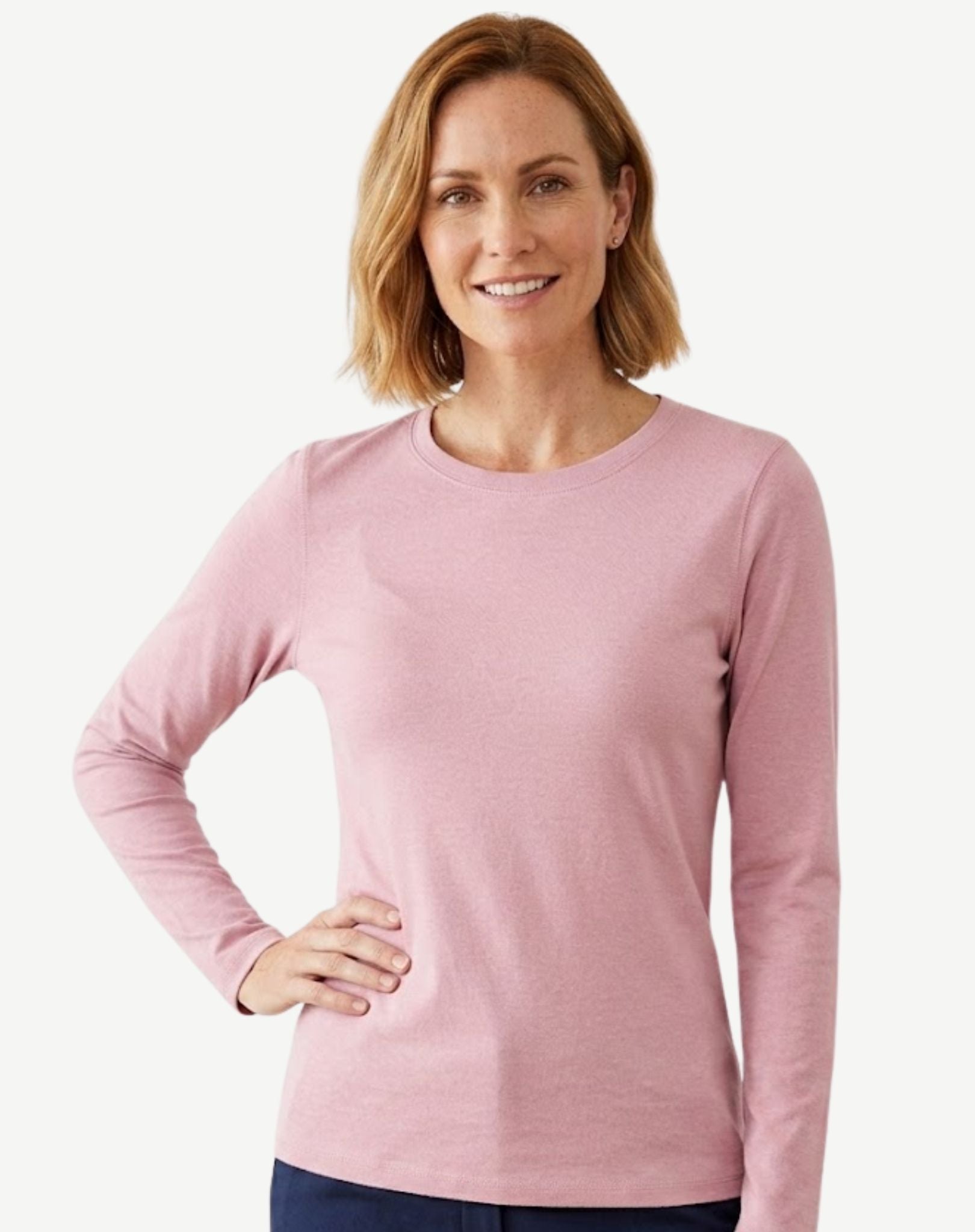 Essential Cotton Long Sleeve Tee - Petal Corfu Jeans