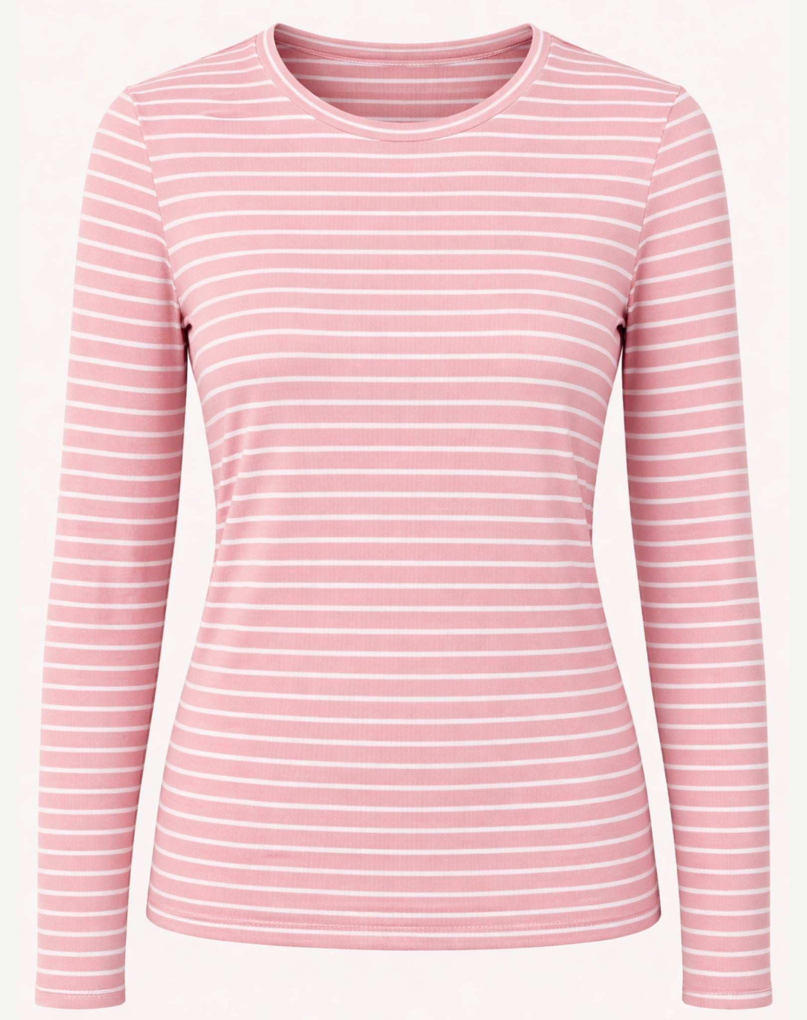 Striped Cotton Long Sleeve Tee - Pink & White Corfu Jeans