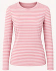 Striped Cotton Long Sleeve Tee - Pink & White Corfu Jeans