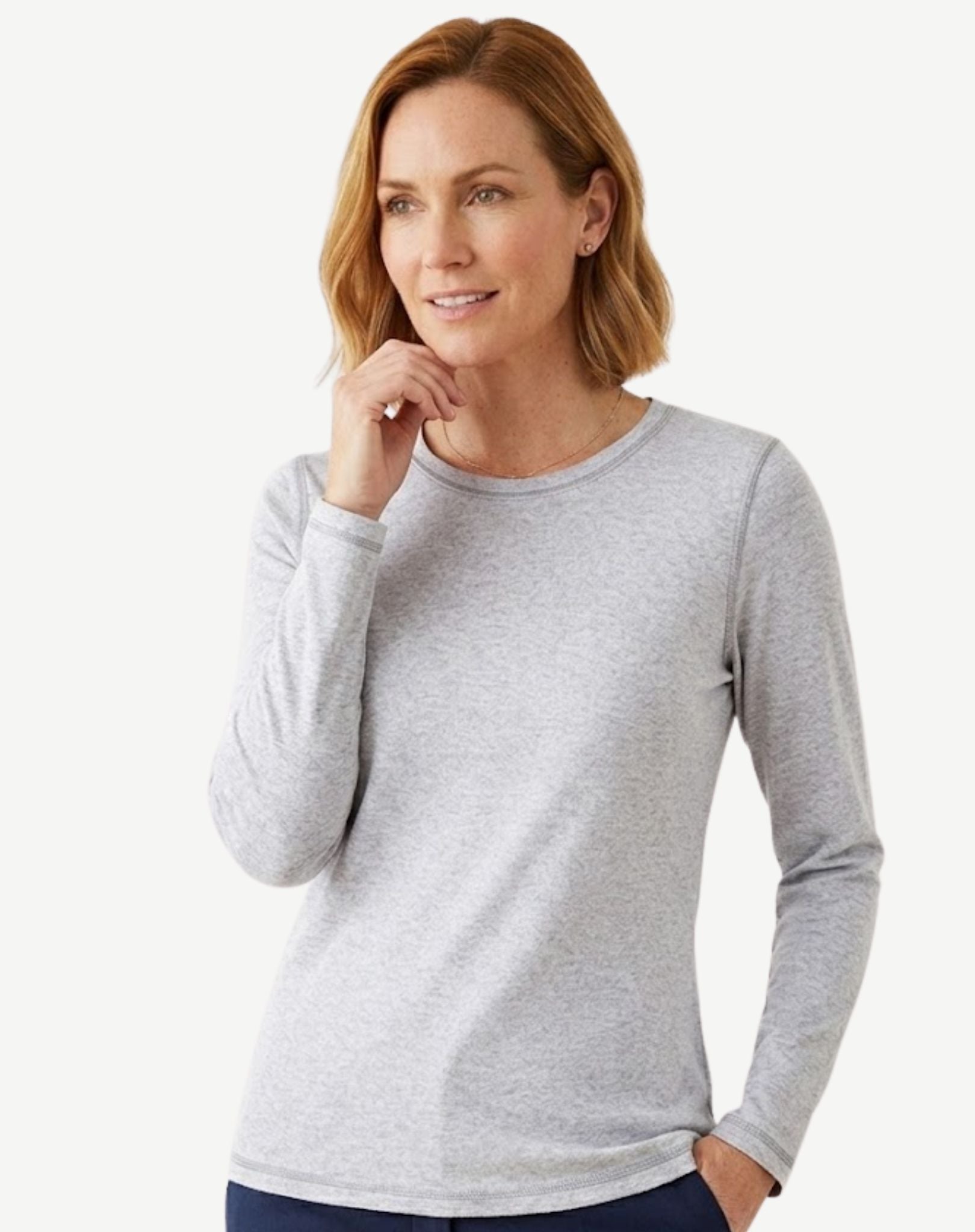 Essential Cotton Long Sleeve Tee - Snow Corfu Jeans