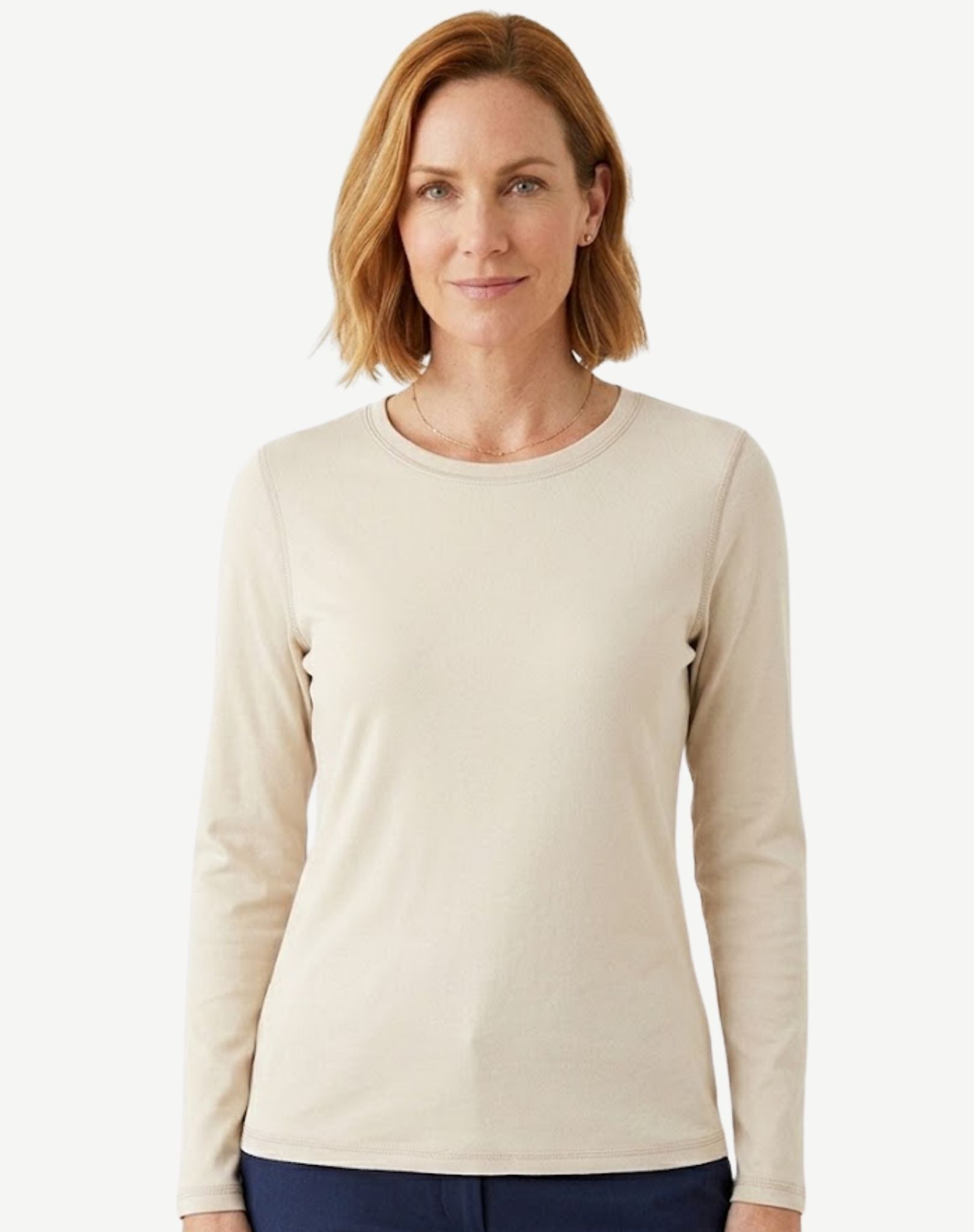 Essential Cotton Long Sleeve Tee - Vanilla Corfu Jeans