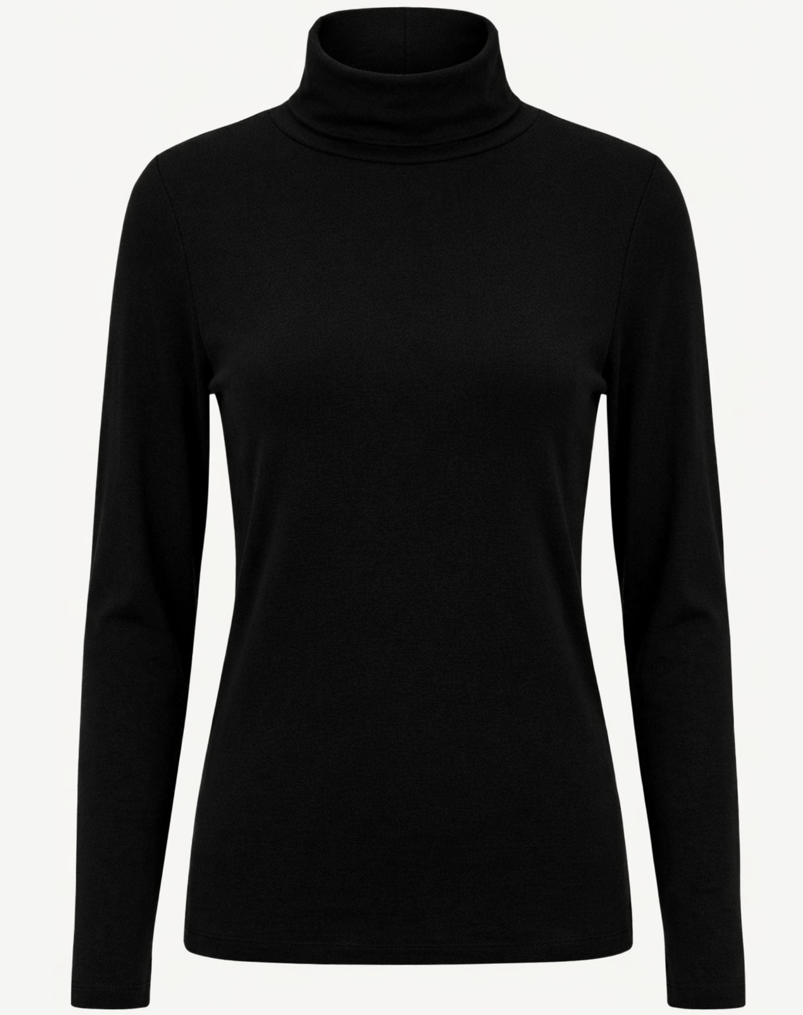 Essential Cotton Long Sleeve Turtleneck - Black Corfu Jeans