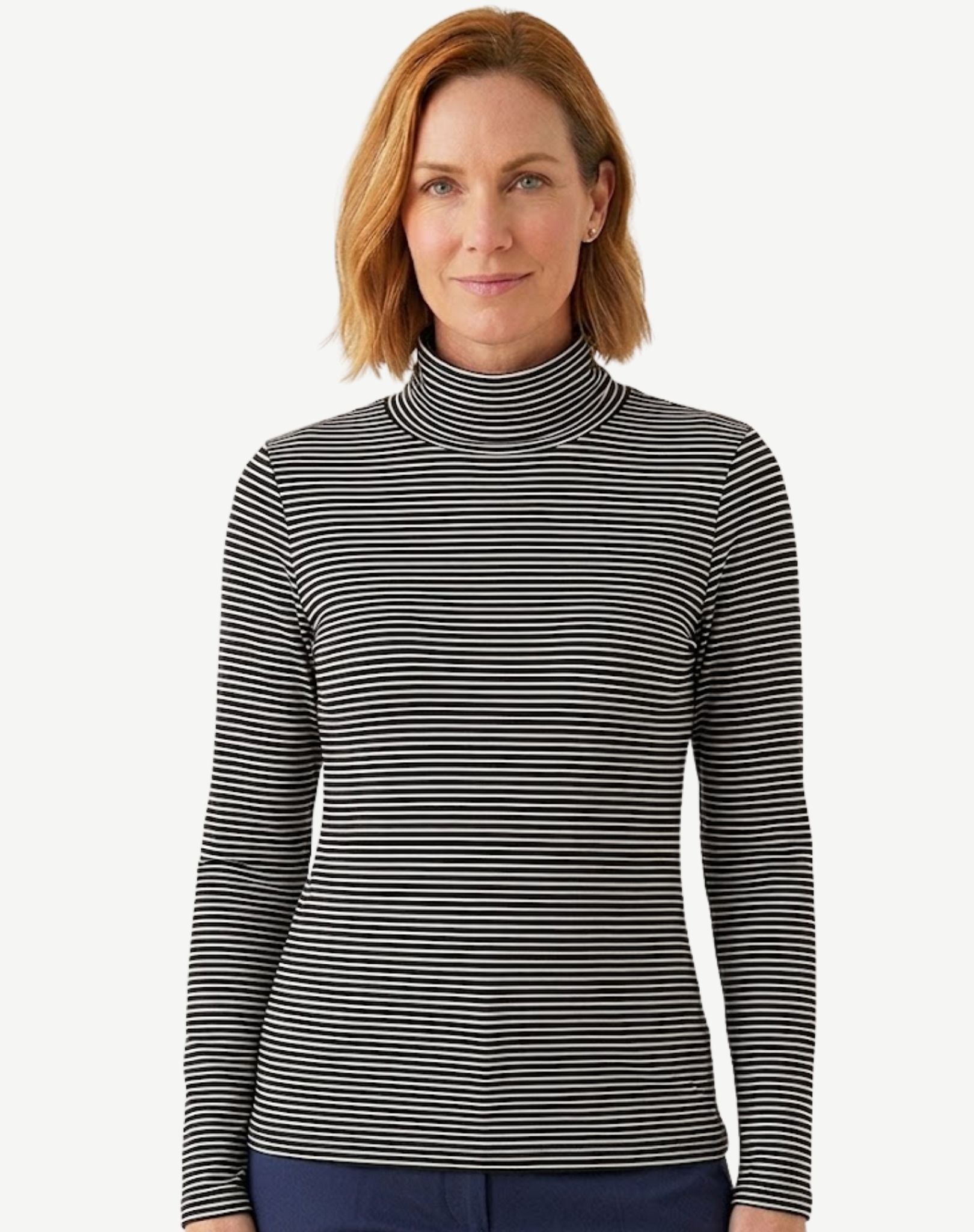 Striped Long Sleeve Turtleneck - Blue & Indigo Corfu Jeans