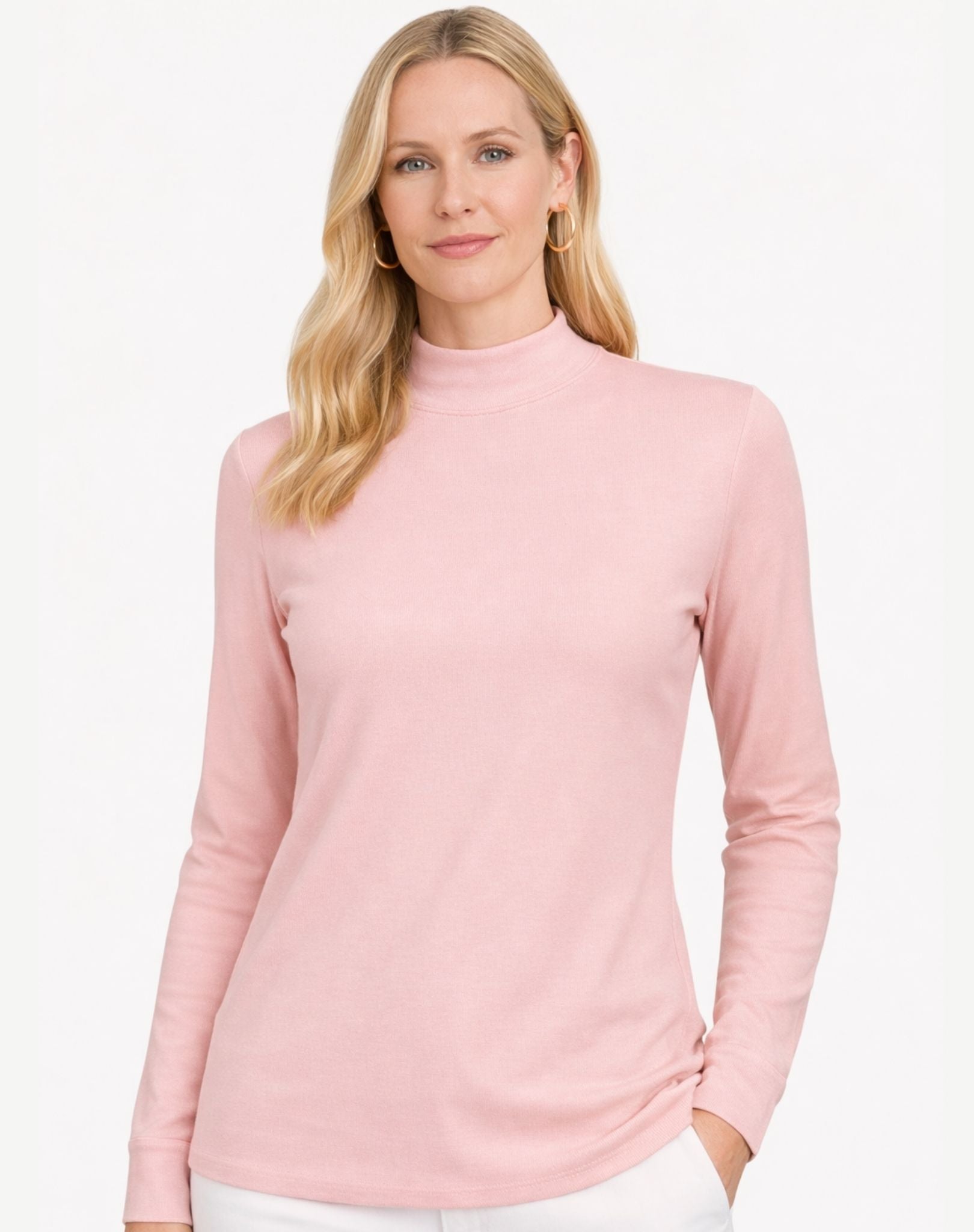 Essential Cotton Long Sleeve Turtleneck - Cameo Corfu Jeans