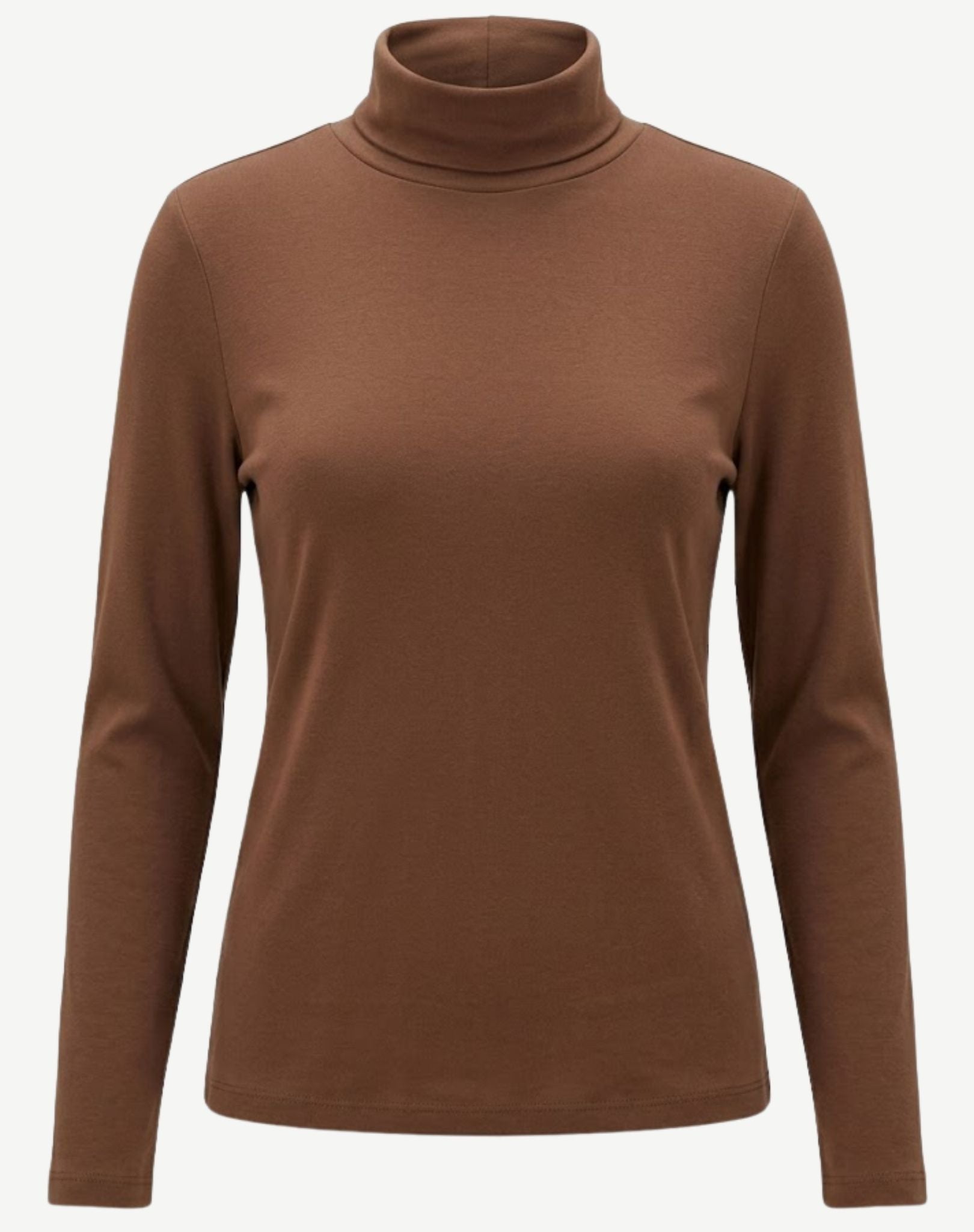 Essential Cotton Long Sleeve Turtleneck - Coffee Bean Corfu Jeans
