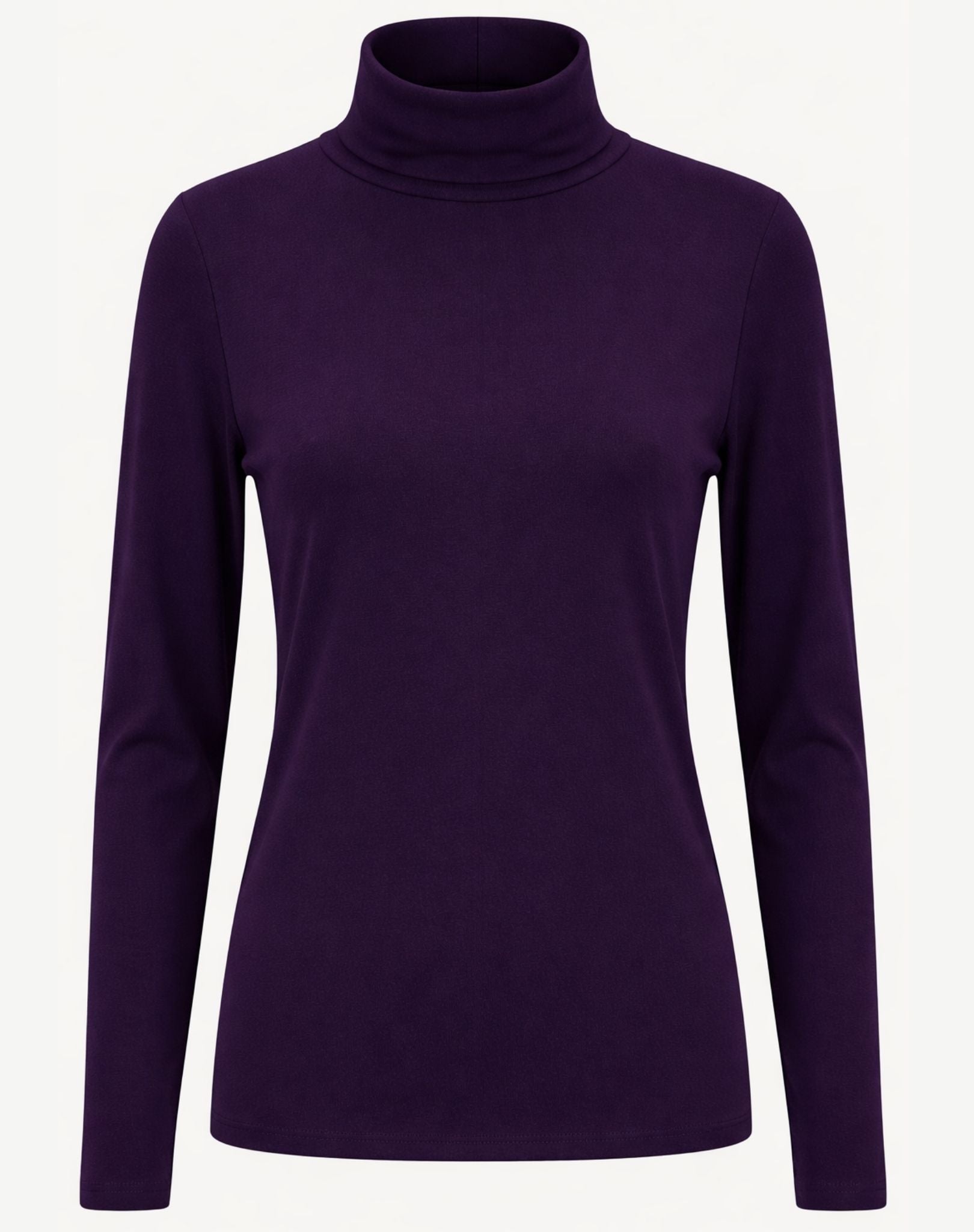 Essential Cotton Long Sleeve Turtleneck - Eggplant Corfu Jeans