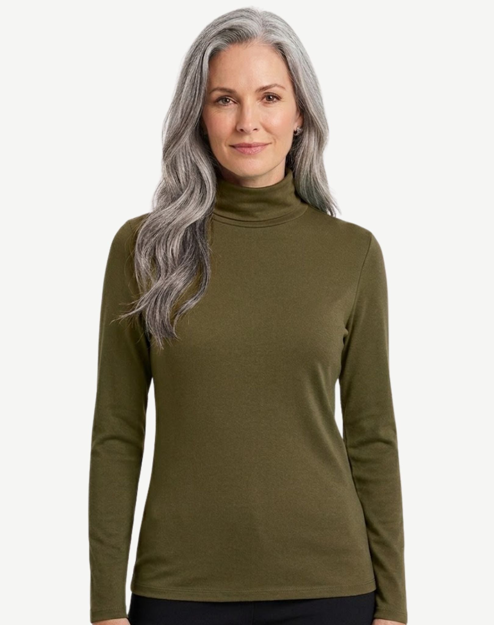 Essential Cotton Long Sleeve Turtleneck - Forest Night Corfu Jeans