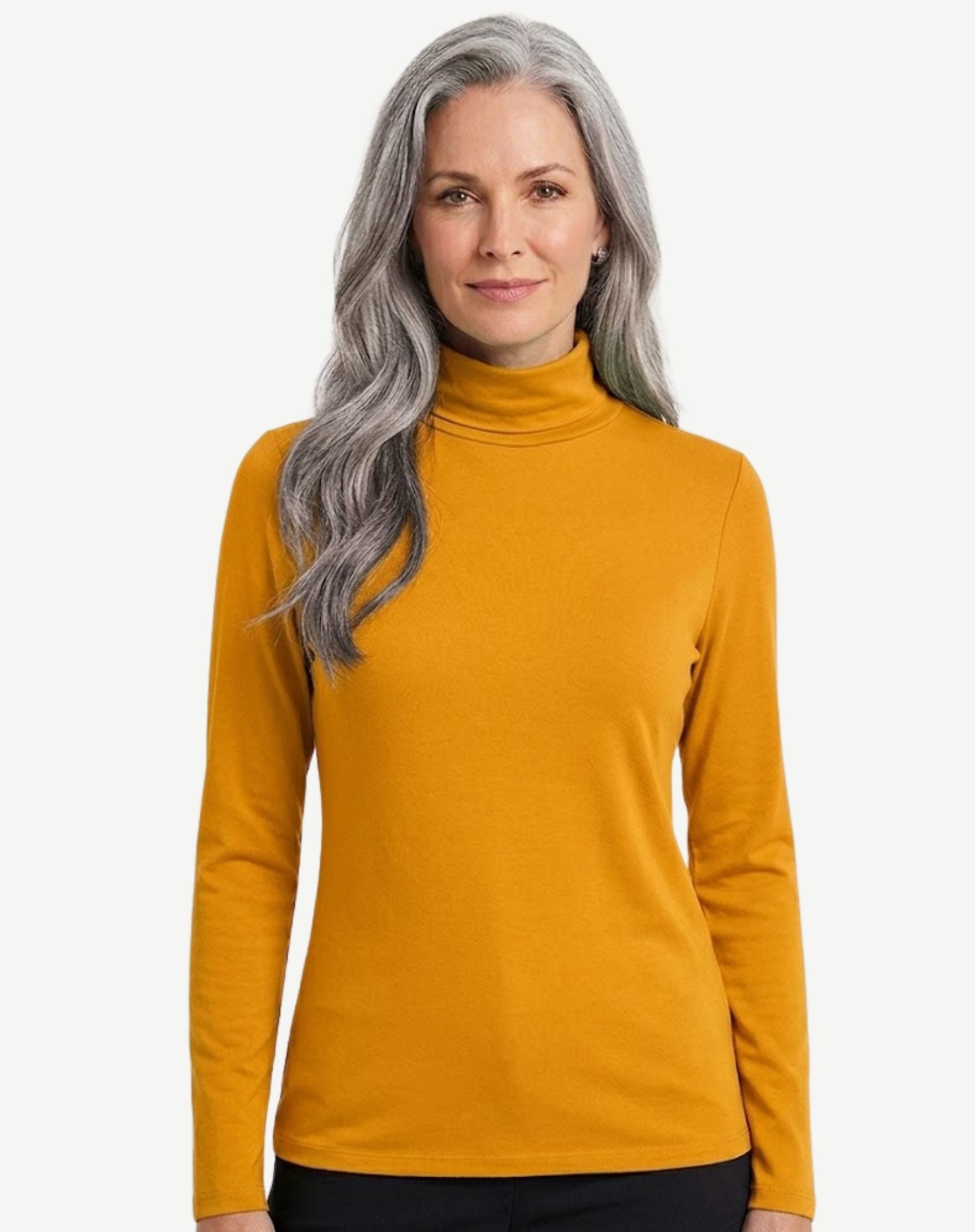 Essential Cotton Long Sleeve Turtleneck - Goldfinch Corfu Jeans