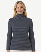 Striped Long Sleeve Turtleneck - Indigo & White