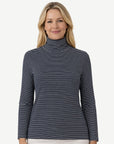 Striped Long Sleeve Turtleneck - Indigo & White Corfu Jeans