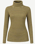 Striped Long Sleeve Turtleneck - Jalapeno Corfu Jeans
