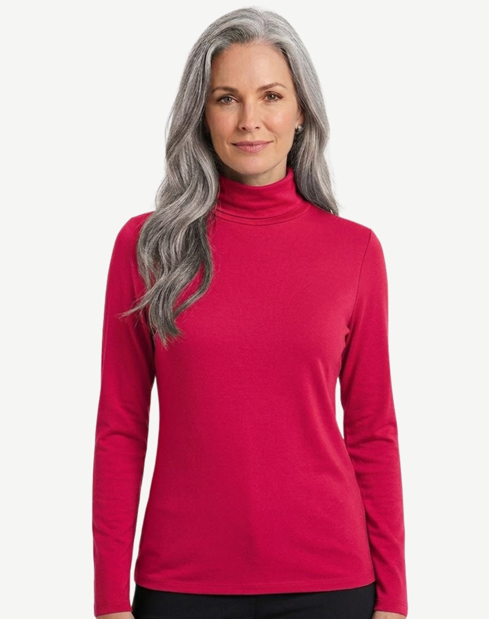 Essential Cotton Long Sleeve Turtleneck - Lipstick Pink Corfu Jeans