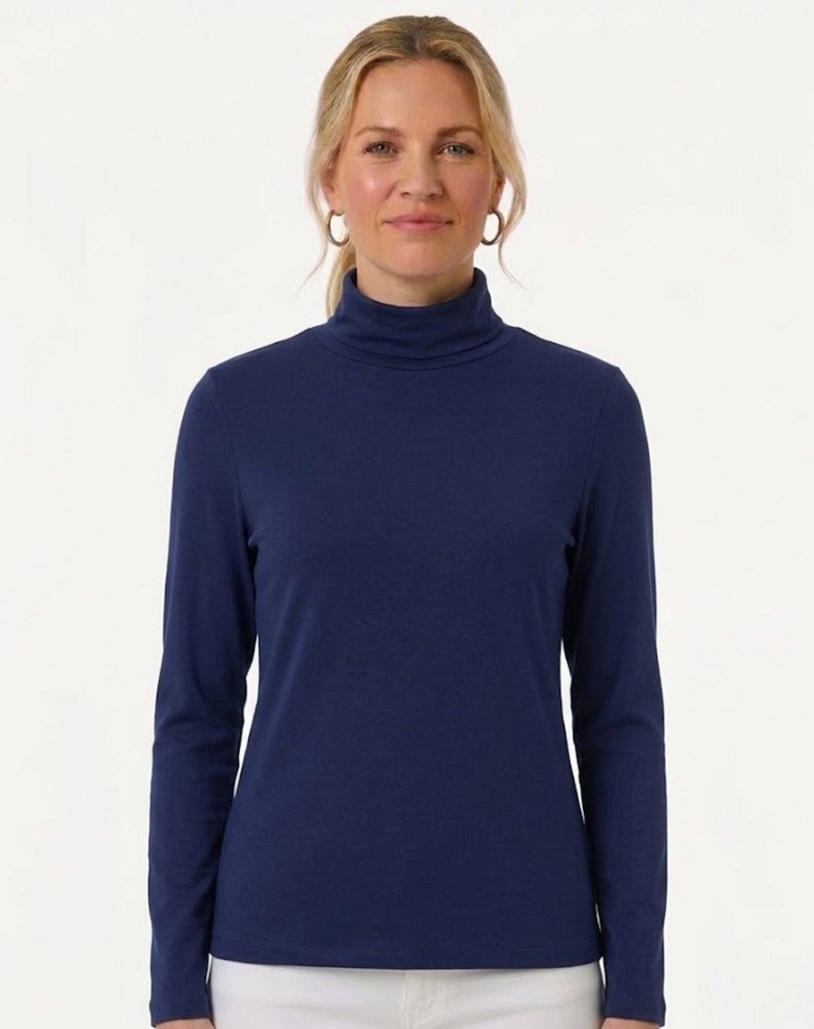 Essential Cotton Long Sleeve Turtleneck - Navy Corfu Jeans