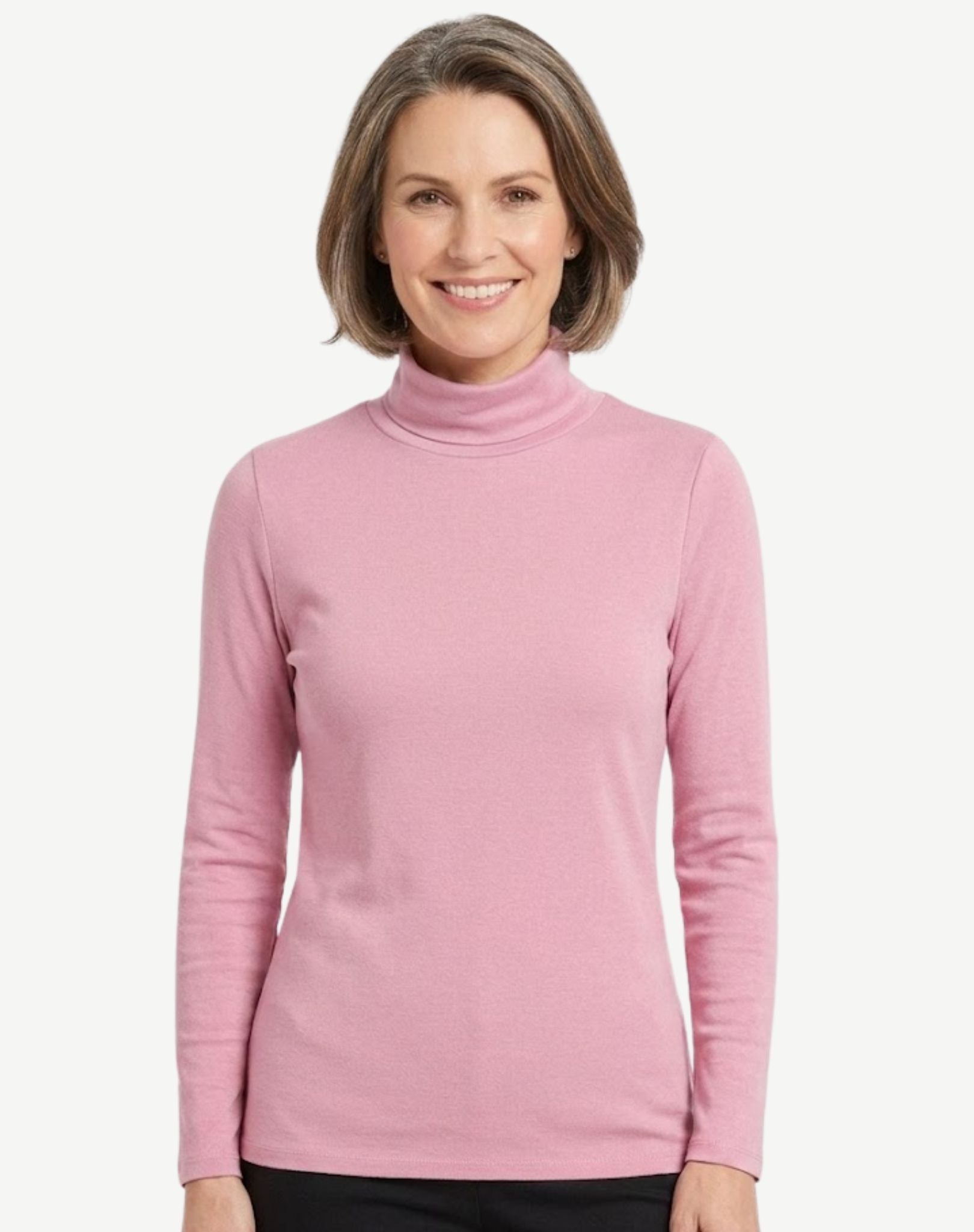 Essential Cotton Long Sleeve Turtleneck - Petal Corfu Jeans