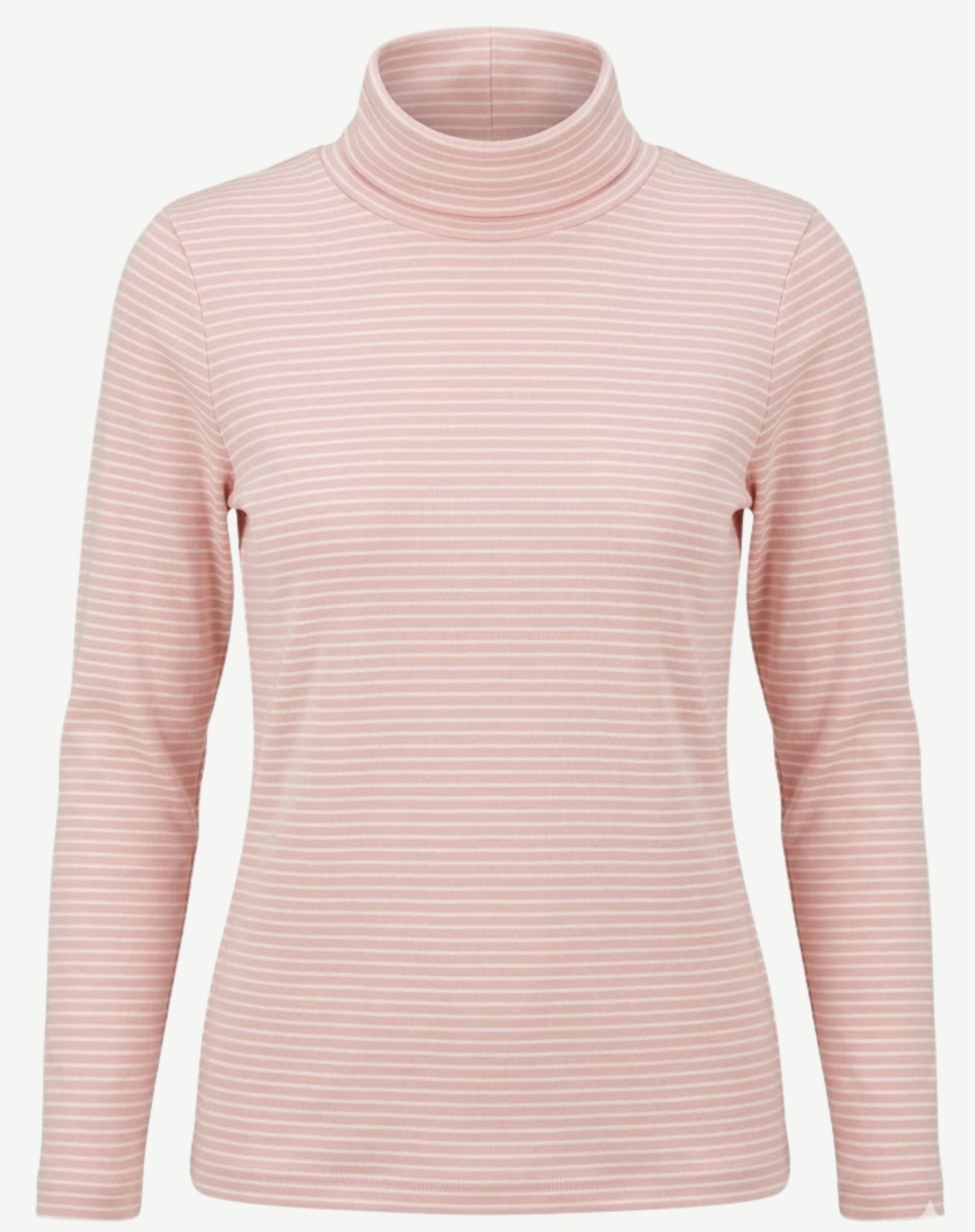 Striped Long Sleeve Turtleneck - Pink and White Corfu Jeans