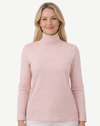Striped Long Sleeve Turtleneck - Pink and White