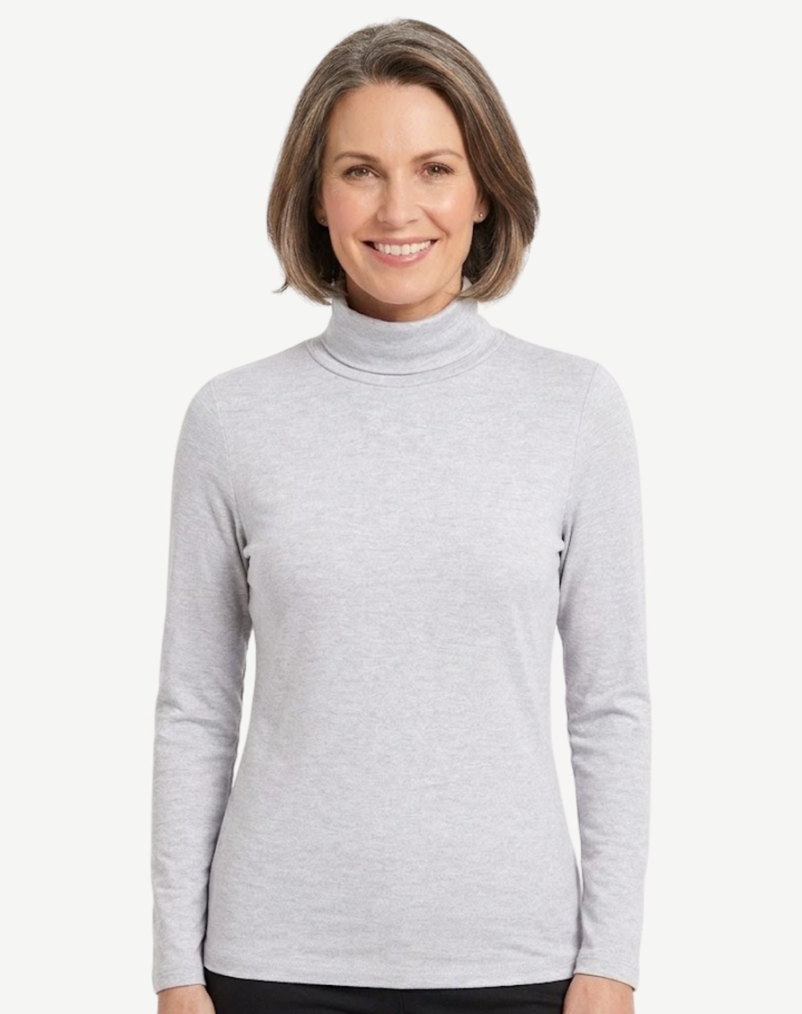 Essential Cotton Long Sleeve Turtleneck - Snow Corfu Jeans