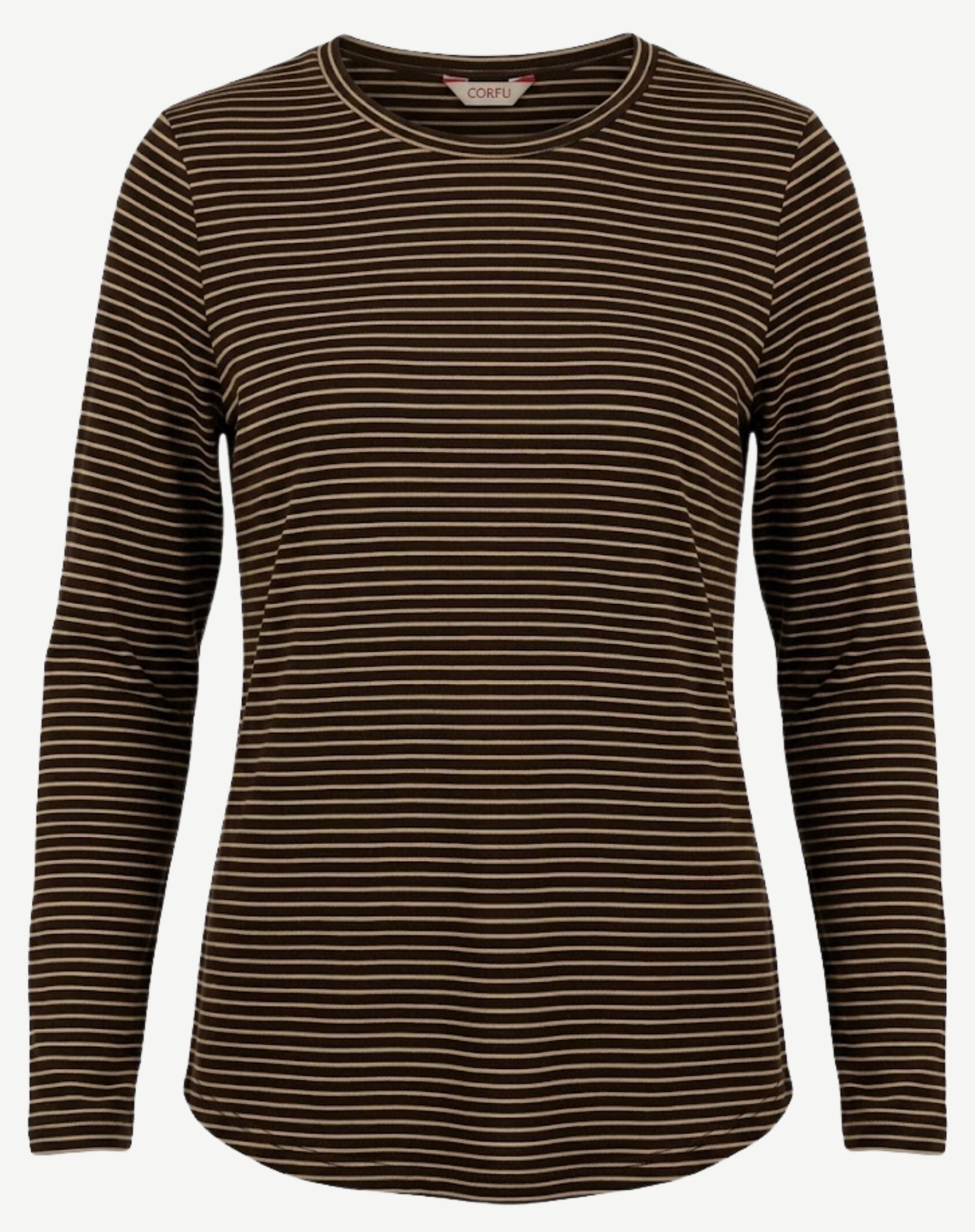 Dark Walnut Striped Long Sleeve Top Corfu Jeans