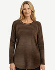 Dark Walnut Striped Long Sleeve Top Corfu Jeans