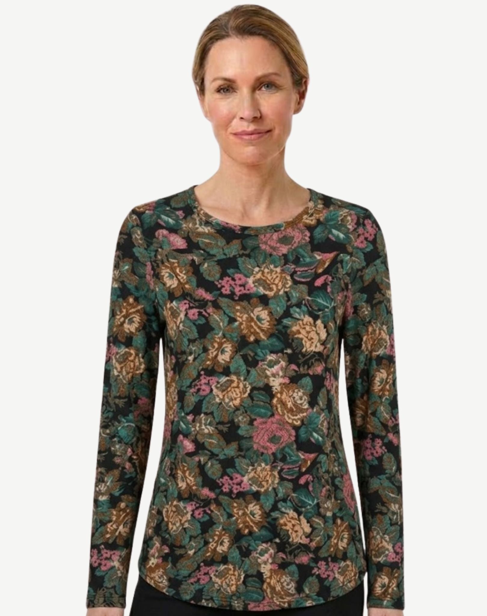 Floral Tapestry Printed Knit Top Corfu Jeans