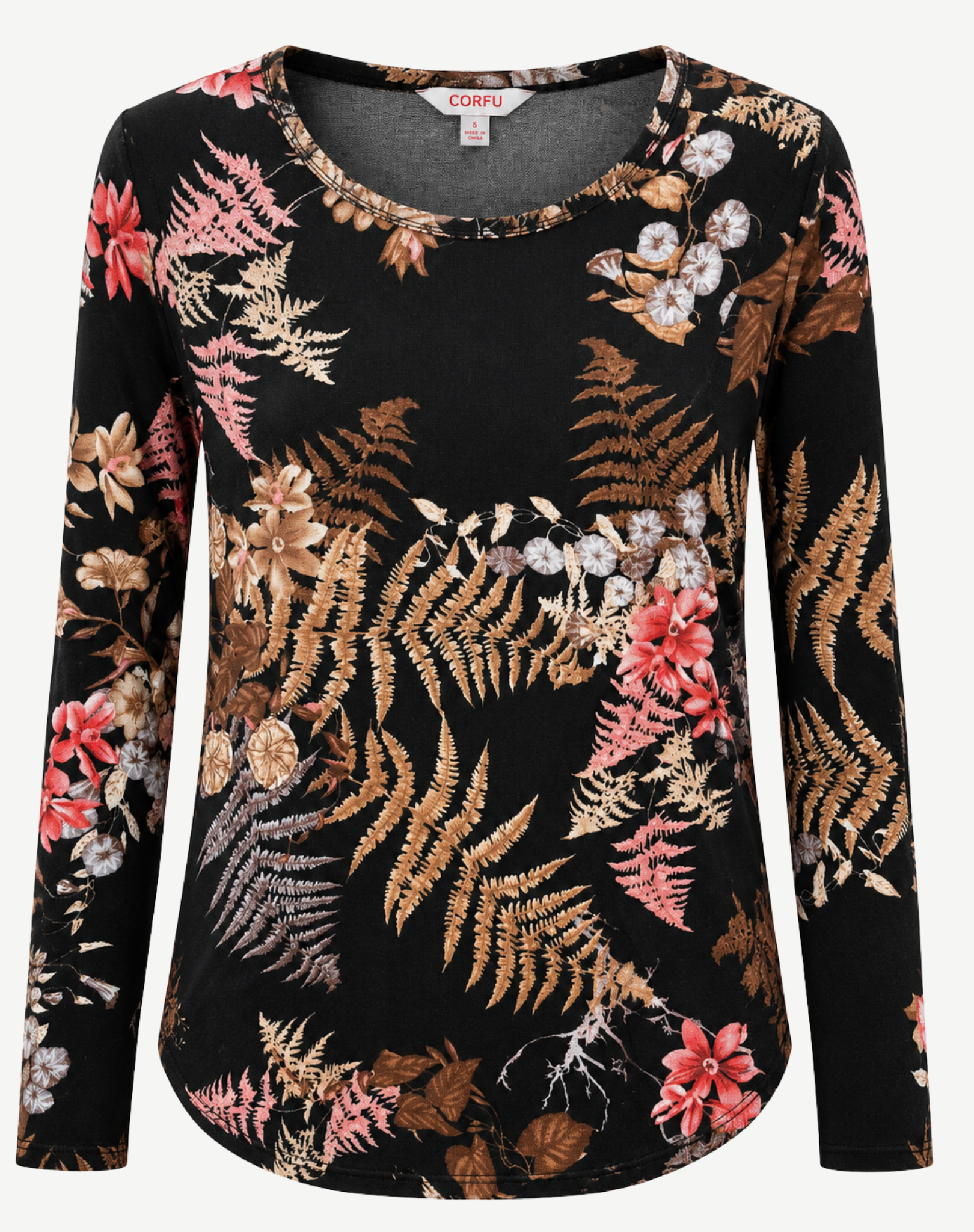 Frosted Floral Printed Knit Top Corfu Jeans