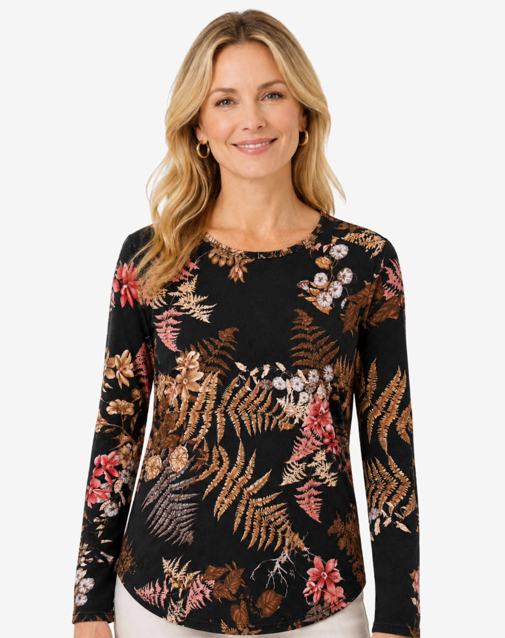 Frosted Floral Printed Knit Top Corfu Jeans