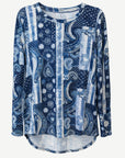 Indigo Paisley Printed Knit Top Corfu Jeans