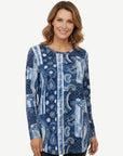Indigo Paisley Printed Knit Top Corfu Jeans