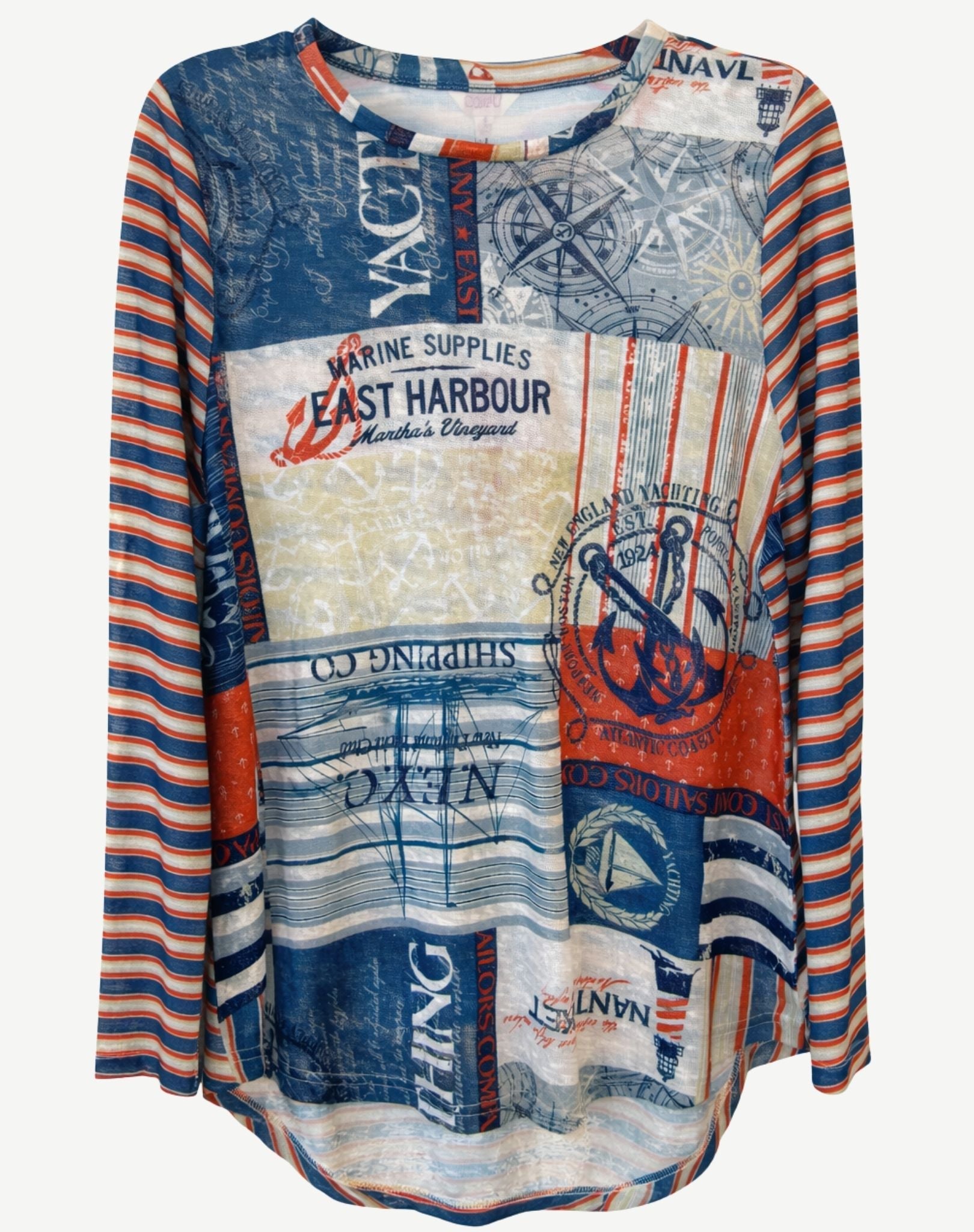 Nantucket Printed Long Sleeve Knit Top Corfu Jeans