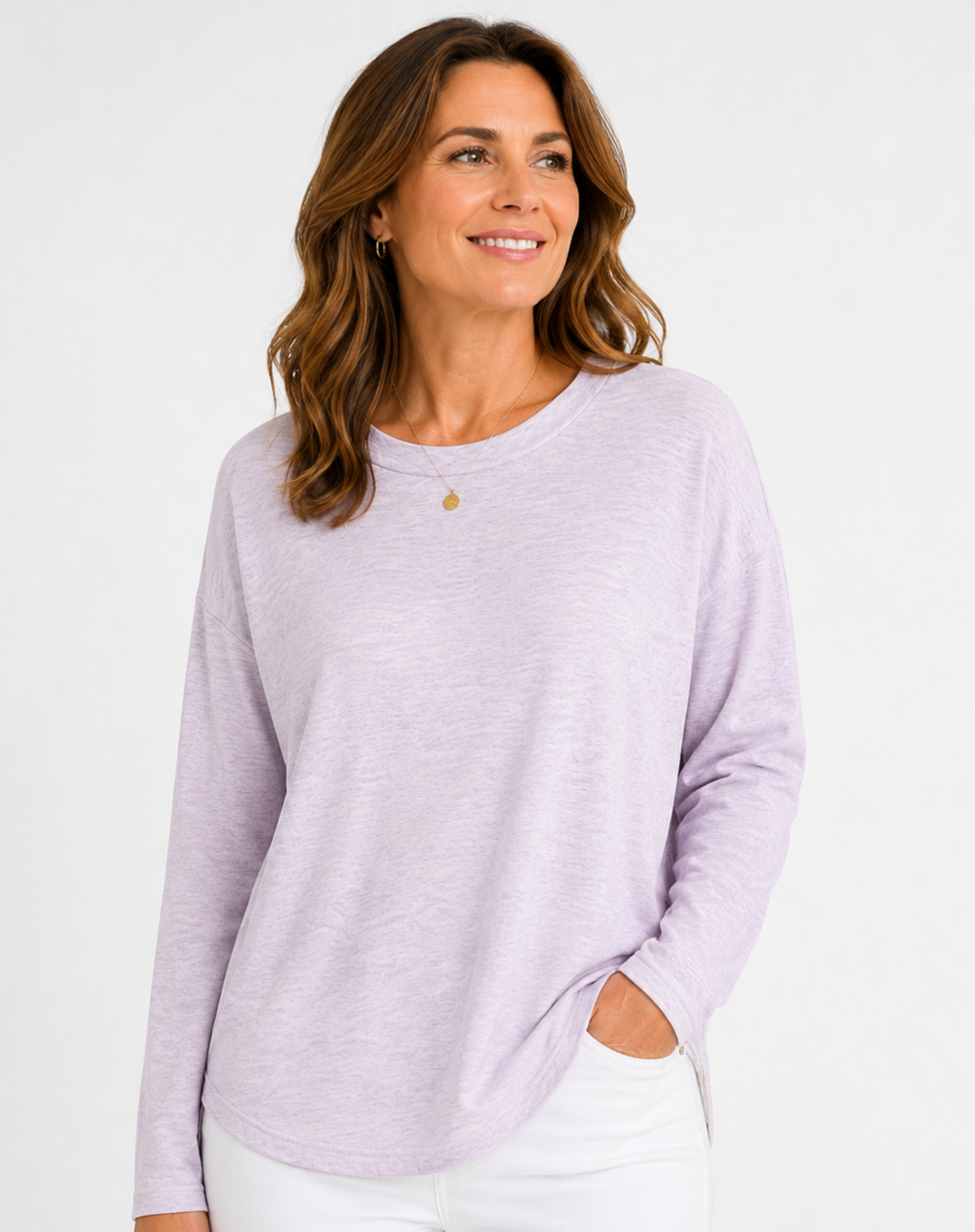 Lilac Long Sleeve Knit Tee Corfu Jeans