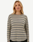 Chartruse Striped Long Sleeve Knit Top Corfu Jeans