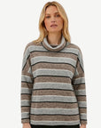 Multi Stripe High Neck Long Sleeve Knit Top Corfu Jeans