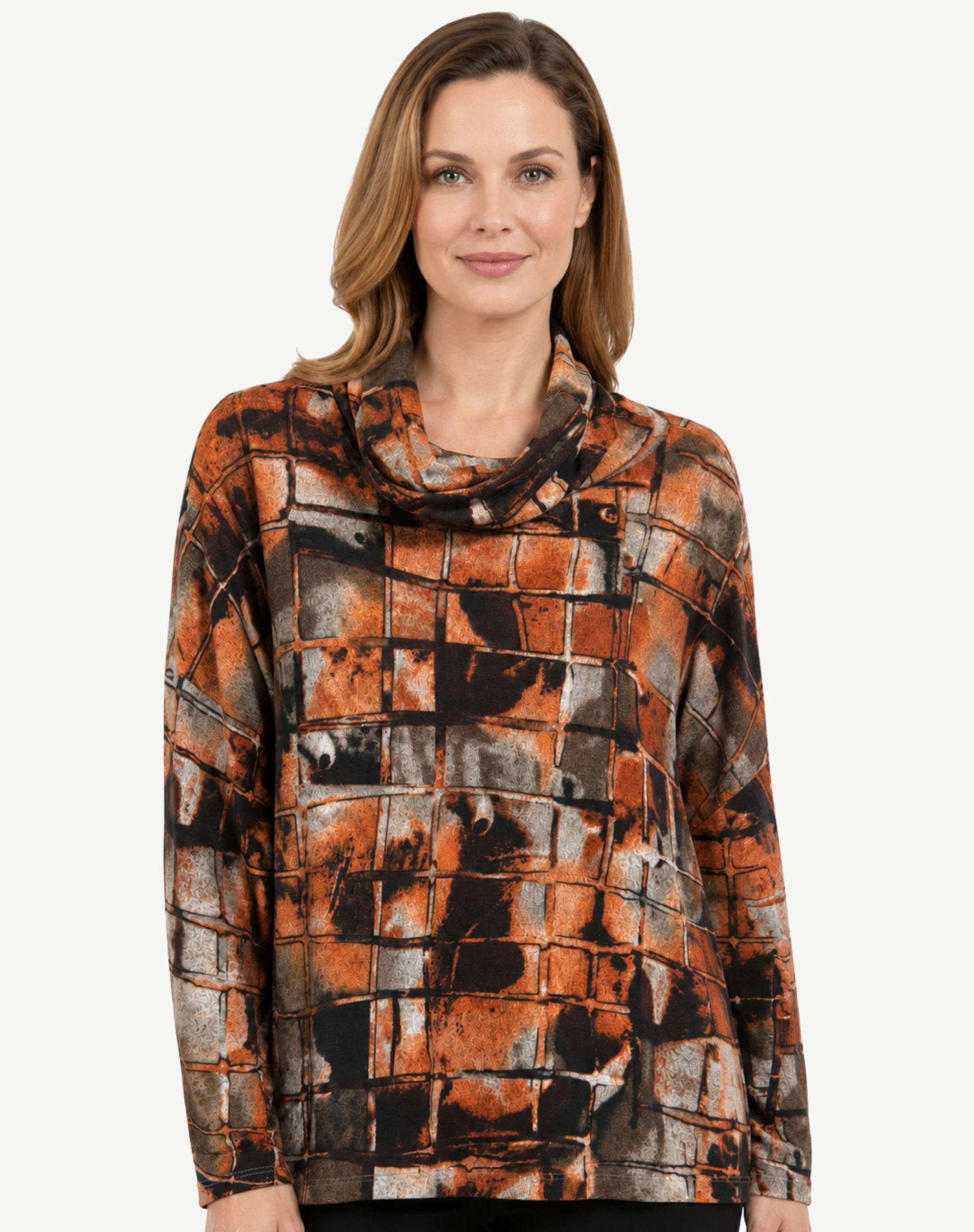 Rust Chestnut Printed Long Sleeve Knit Top Corfu Jeans
