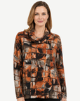 Rust Chestnut Printed Long Sleeve Knit Top Corfu Jeans