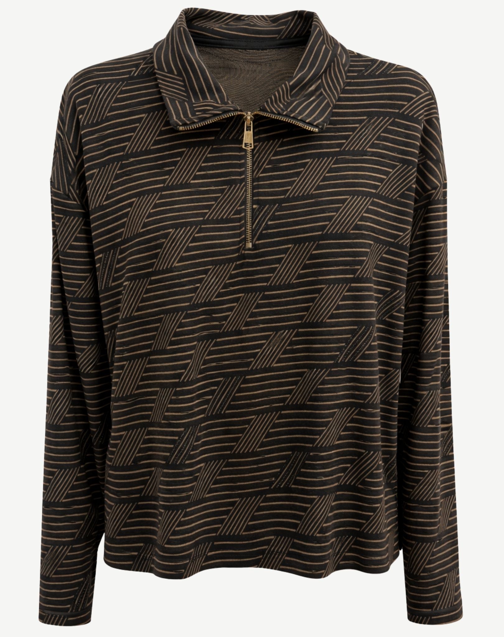 Taupe Tone Cashmere Touch Long Sleeve Knit Top Corfu Jeans