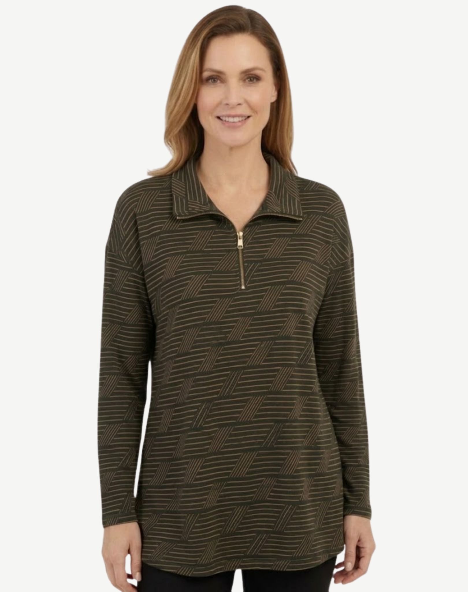 Taupe Tone Cashmere Touch Long Sleeve Knit Top Corfu Jeans