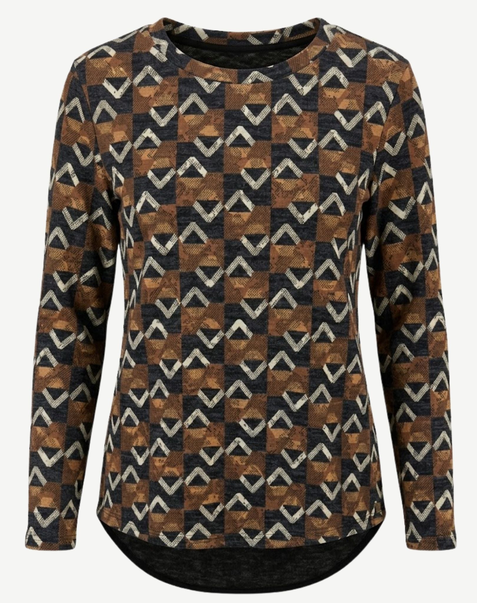 Caramel Indigo Cashmere Touch Long Sleeve Knit Top Corfu Jeans