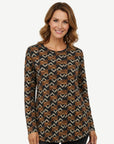 Caramel Indigo Cashmere Touch Long Sleeve Knit Top Corfu Jeans