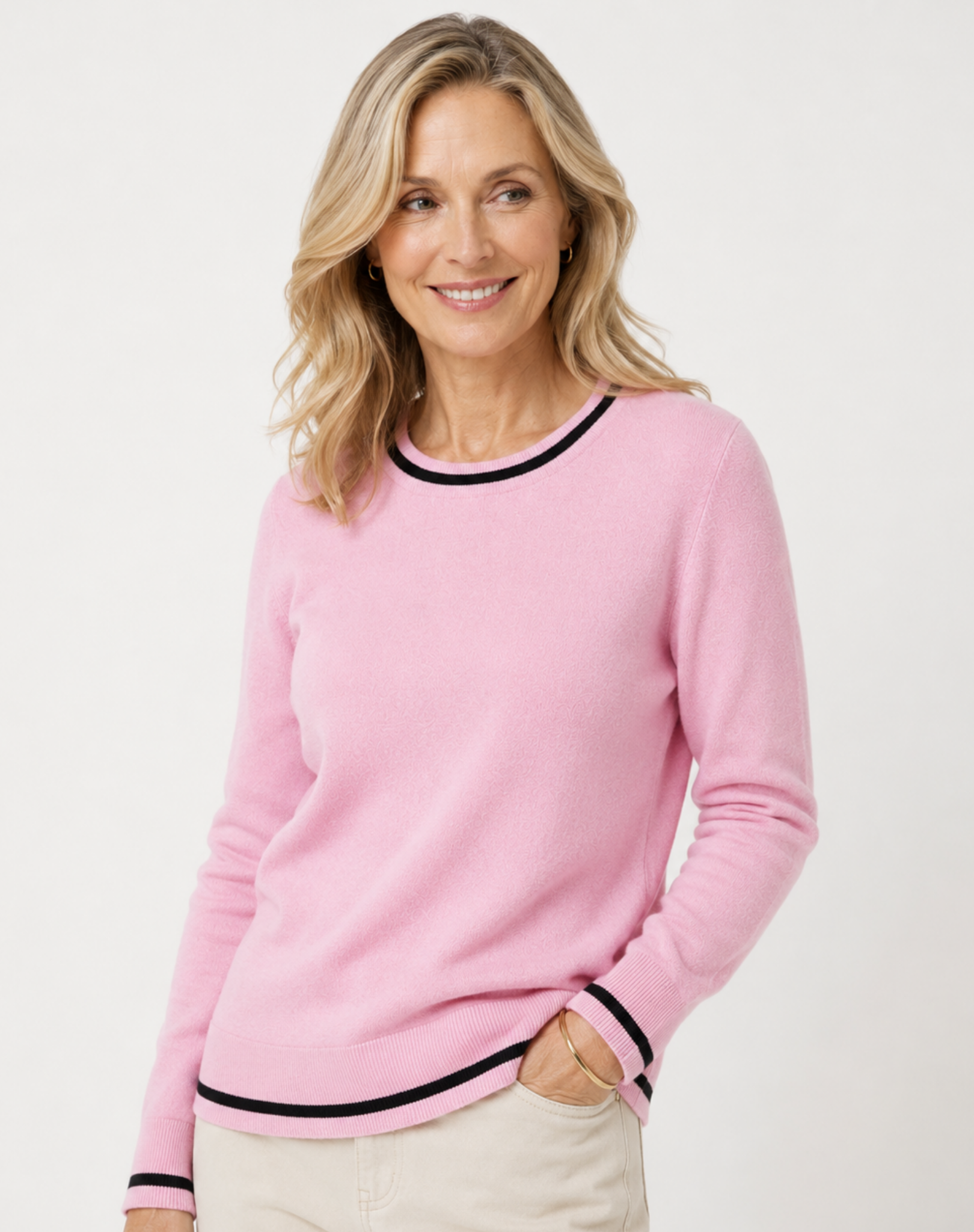 Petal Black Stripe Plain Jersey Knit Corfu Jeans