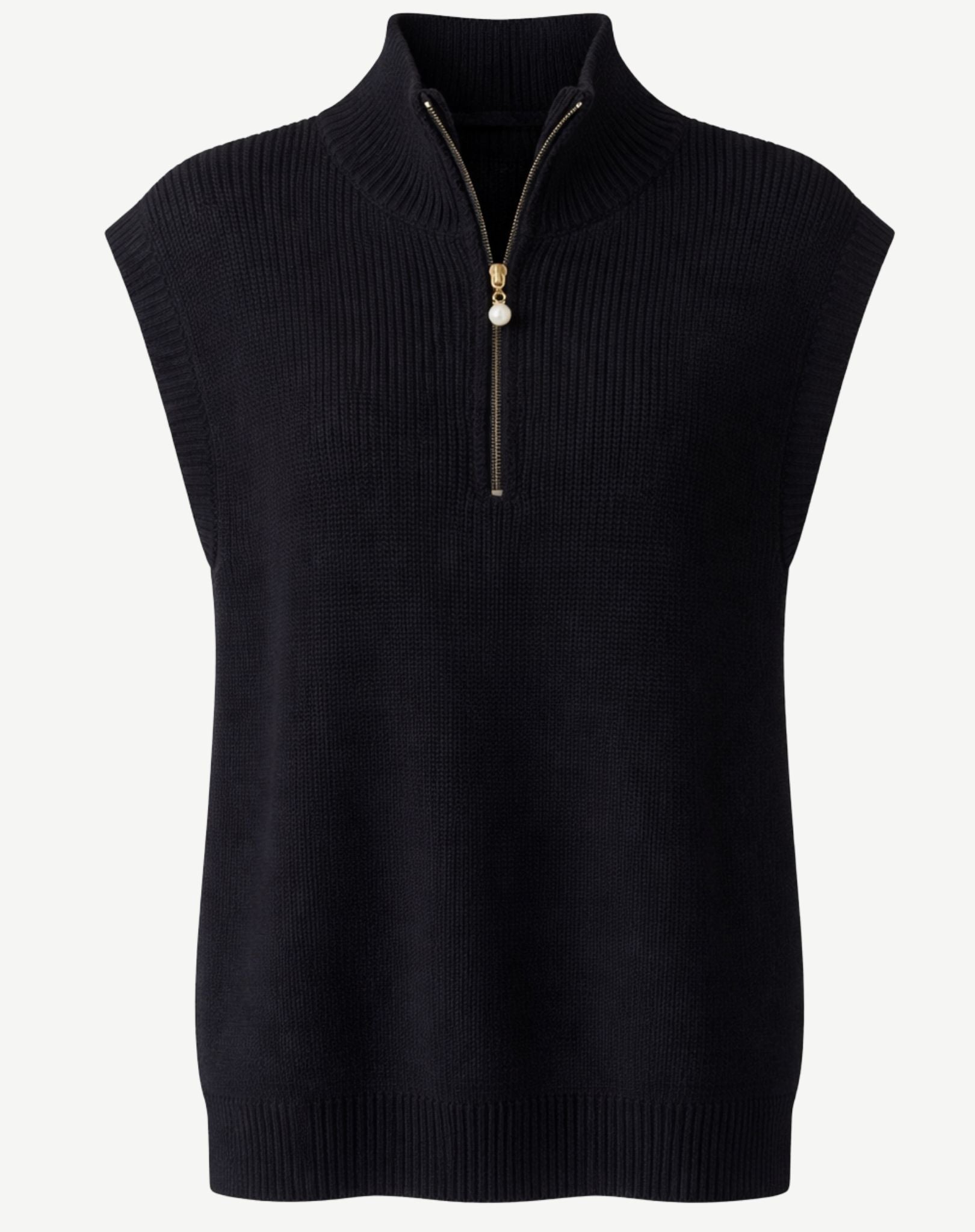 Black Plain Jersey Knit Vest