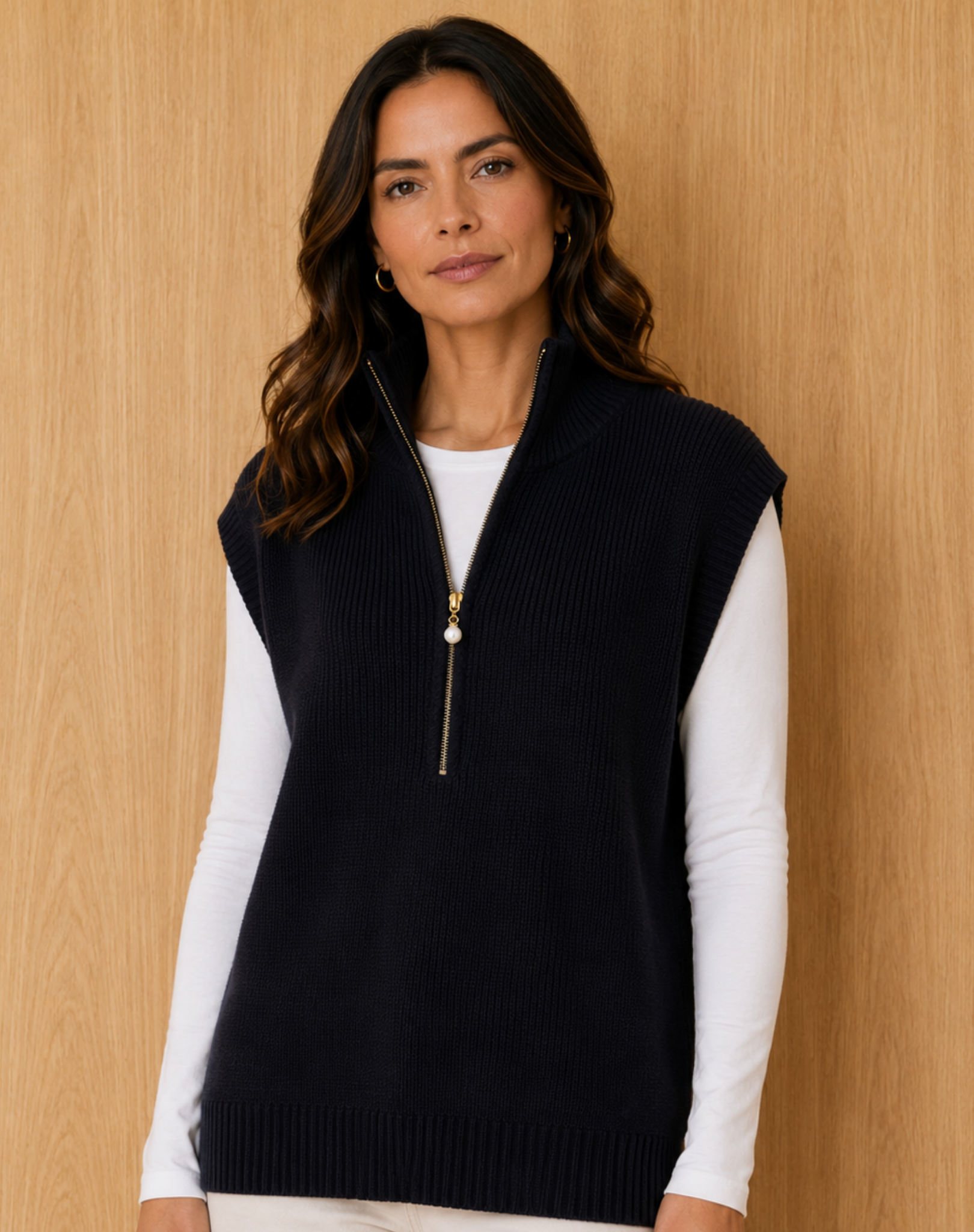 Black Plain Jersey Knit Vest Corfu Jeans