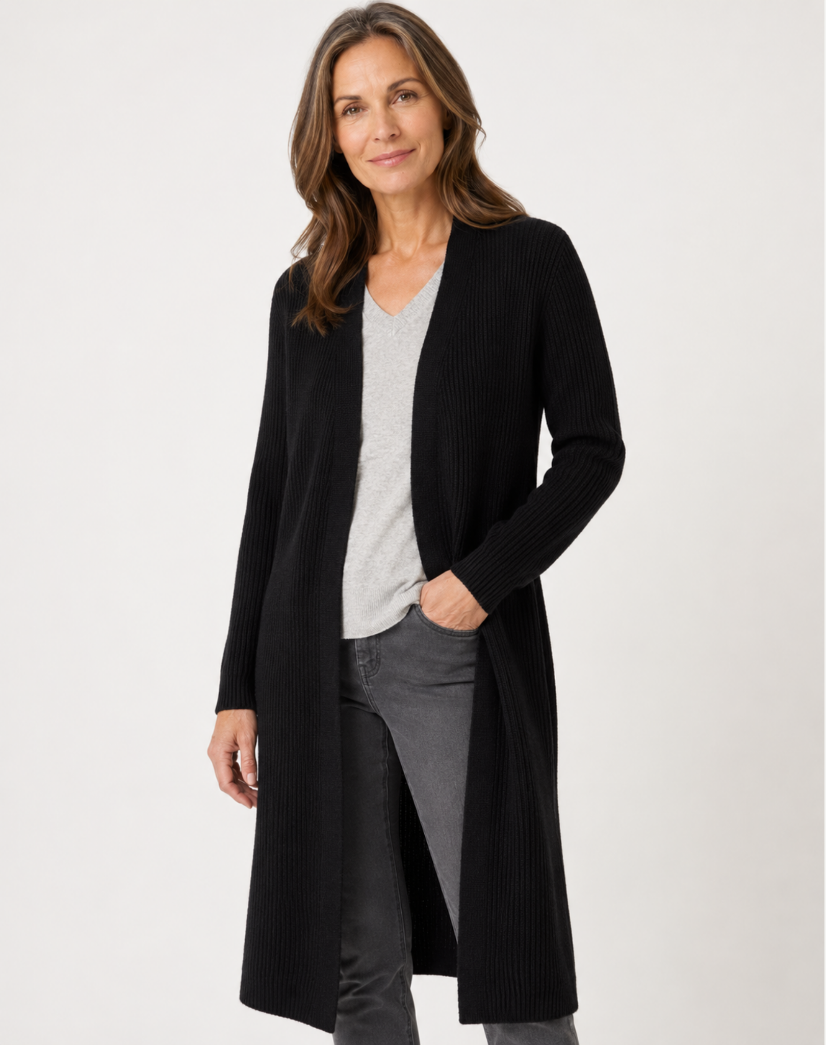 Black Soft Knit Longline Cardigan Corfu Jeans
