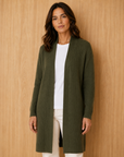 Olive Marle Soft Knit Longline Cardigan Corfu Jeans